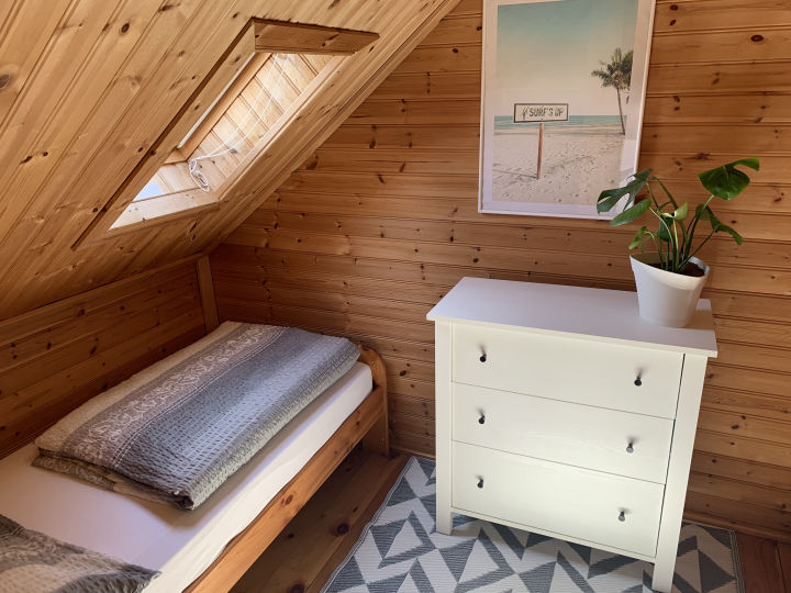 Schlafzimmer im Ferienhaus Rewal mit Doppelbett für Familien